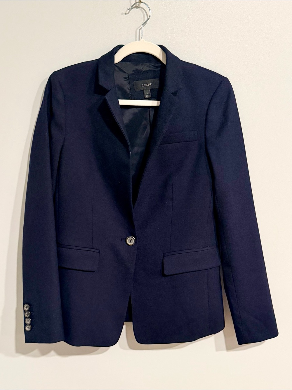 J.Crew Navy Blue One-Button Tailored Blazer Size 2